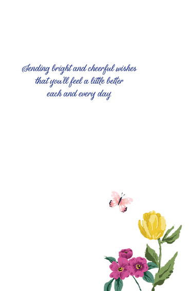 Pictura floral border get well card with colorful flowers and cheerful design, perfect for sending warm wishes.