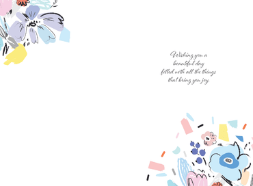 Colorful graphic flowers birthday card from Pictura, featuring vibrant floral illustrations on an everyday greeting card.