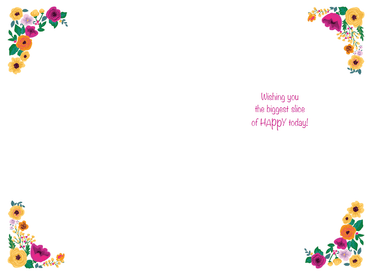 Colorful flower cake birthday card from Pictura with vibrant floral design, perfect for celebrating special occasions.