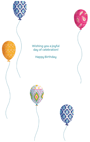 Colorful balloons birthday card from Pictura featuring vibrant balloon illustrations on a cheerful greeting card.
