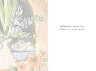 Pictura Green Plants birthday card featuring vibrant green plant illustrations on an everyday greeting card.