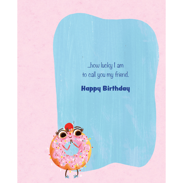 Pictura Donut You Know birthday card featuring colorful donut illustrations and friendly message, perfect for celebrating friends.