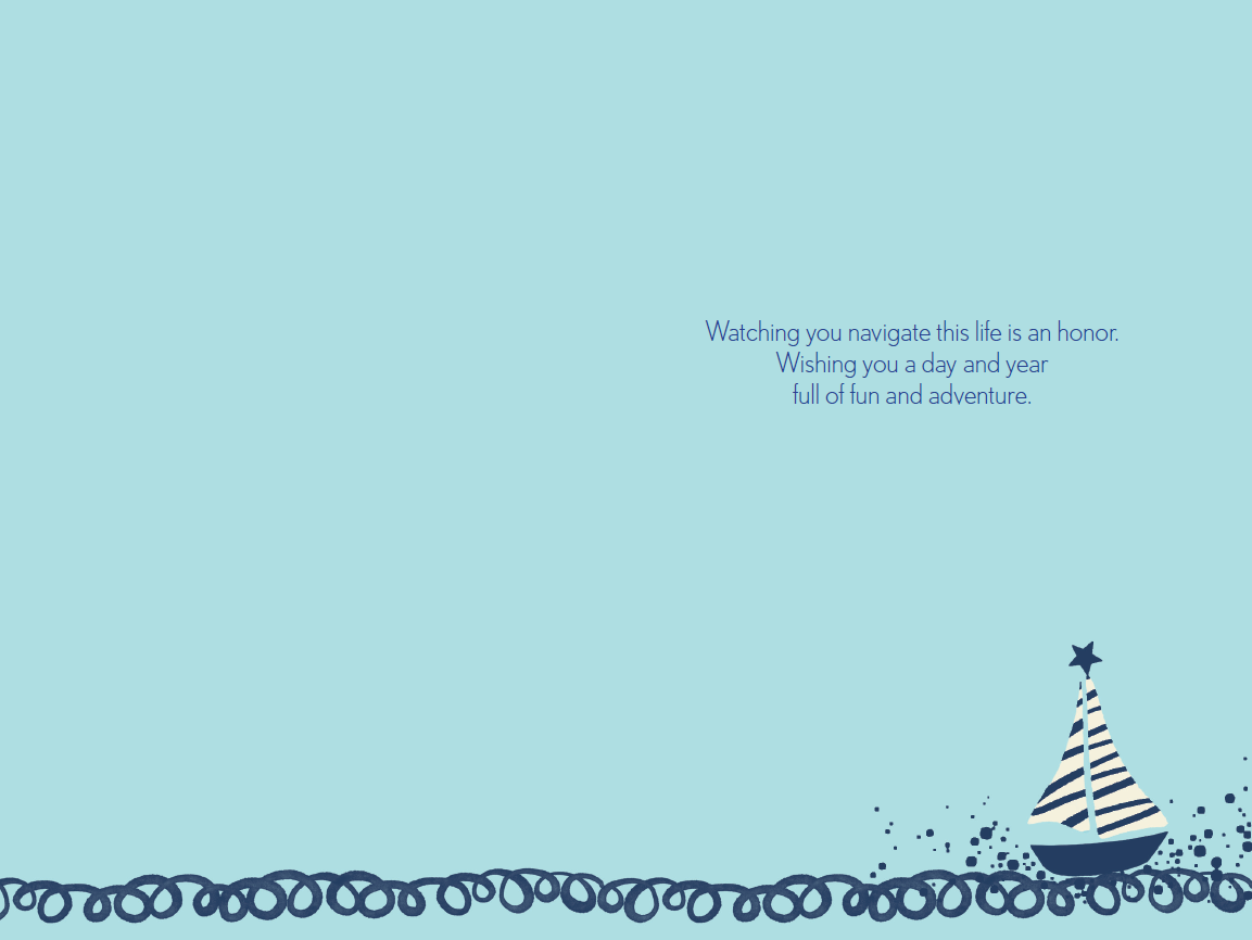 Pictura birthday card featuring a boat on waves design, perfect for sending to a nephew on his special day.