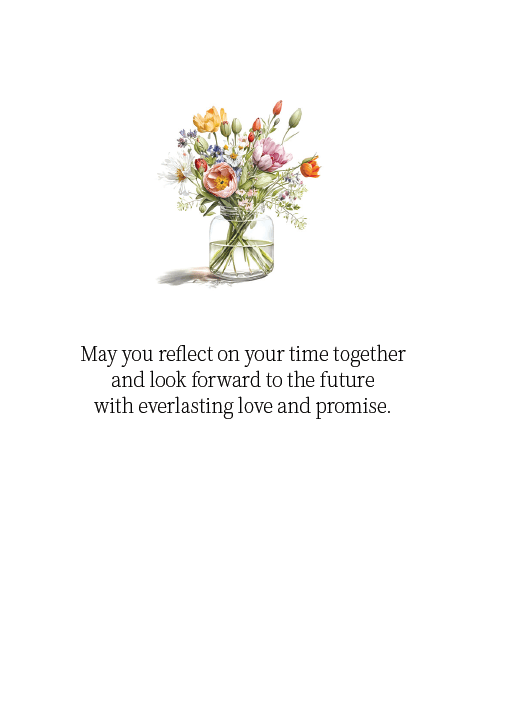 Pictura glass bouquet anniversary card with colorful floral design, suitable for celebrating special occasions.