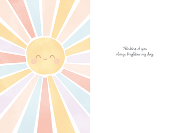 Pictura Smiling Sun Thinking Of You Card with cheerful sun illustration, perfect for sending warm, everyday greetings.