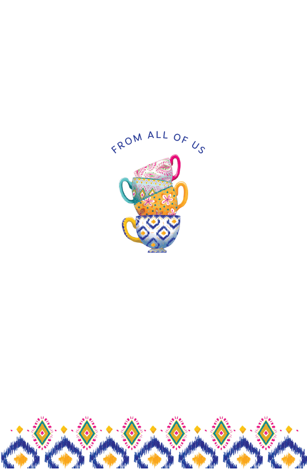 Stack of Pictura Get Well Teacup Cards featuring colorful teacup illustrations for sending well wishes.