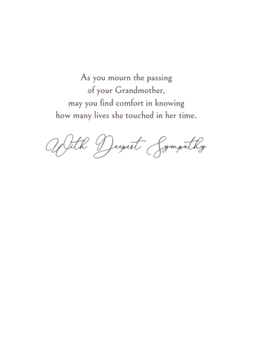 Blue sympathy vase card for loss of grandmother, featuring elegant floral design by Pictura on an everyday condolence card.