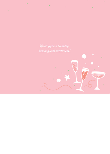 Pictura Champagne Birthday Card with spinning wheel, featuring festive design and celebratory imagery for special occasions.