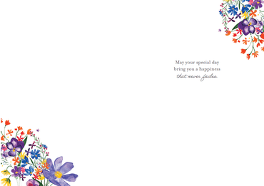 Pictura birthday card featuring a colorful vase of flowers, suitable for everyday occasions, with vibrant floral illustration.