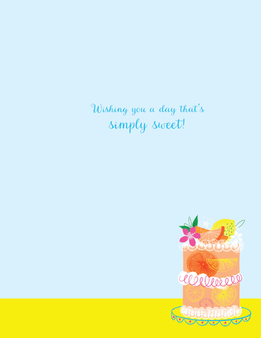Orange cake birthday card from Pictura featuring a colorful illustration of a festive cake for special occasions.
