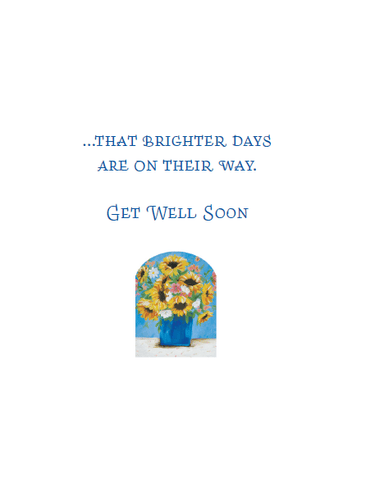 Pictura Sunflowers Get Well Card with bright sunflower illustration, perfect for sending cheerful wishes to someone recovering.