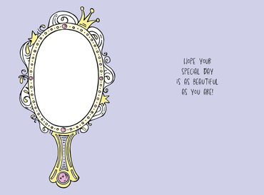 Pictura hand mirror birthday card from Everyday Cards collection, featuring a decorative illustrated mirror design.