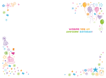 Let's Party Doodles birthday card by Pictura featuring colorful doodle artwork on an everyday greeting card.