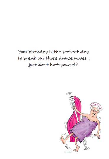 Funny pole dancing birthday card by Pictura featuring playful illustrations for everyday greeting cards.
