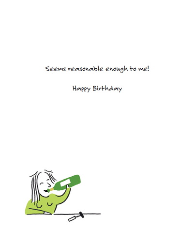 Pictura Wine First Aid funny birthday card featuring playful illustrations, perfect for celebrating wine lovers' special day.
