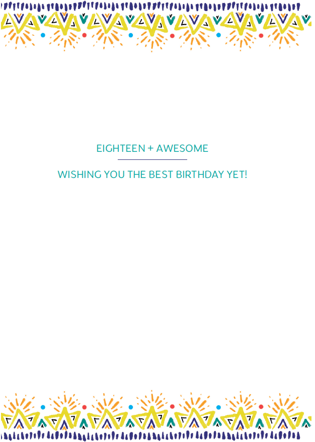 Colorful 18th Starburst Birthday Card from Pictura featuring bright starburst design on an everyday greeting card
