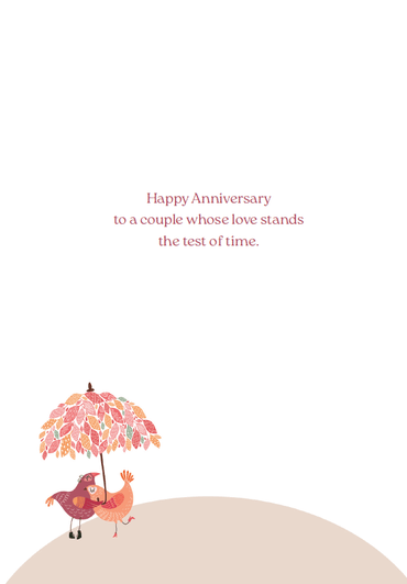 Pictura Umbrella Birds Anniversary Card featuring colorful bird illustrations on a greeting card for special occasions.