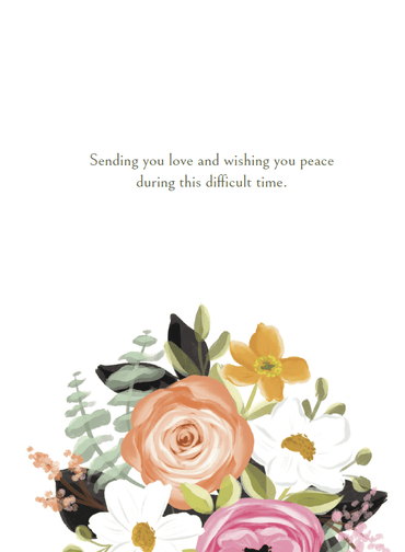 Pictura floral bunch sympathy card with colorful flowers, suitable for expressing condolences and heartfelt sentiments.