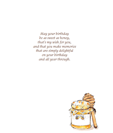 Pictura Honey Jar birthday card featuring a cute honey jar illustration, perfect for celebrating special occasions.
