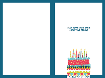 Patterned birthday cake birthday card from Pictura featuring colorful cake design, perfect for celebrating birthdays.