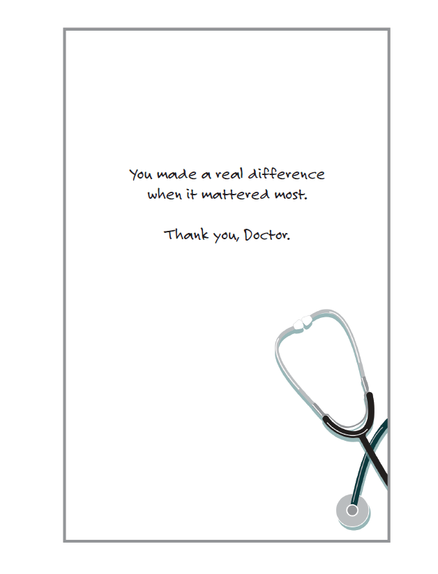 Pictura thank you doctor clipboard card featuring medical-themed design, perfect for expressing appreciation to healthcare professionals.