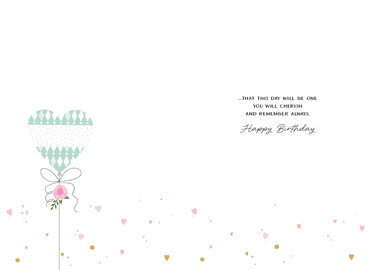 Colorful birthday card featuring a "Best Wishes" balloon design with wood element accents, by Pictura, from the Everyday Cards collection.