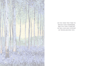 Birch Forest Sympathy Card by Cardmore featuring a serene woodland scene with birch trees for heartfelt condolences.