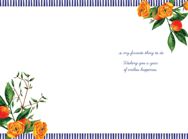 Citrus Vase birthday card from Cardmore, featuring colorful citrus fruits and a floral vase design for everyday greeting cards.
