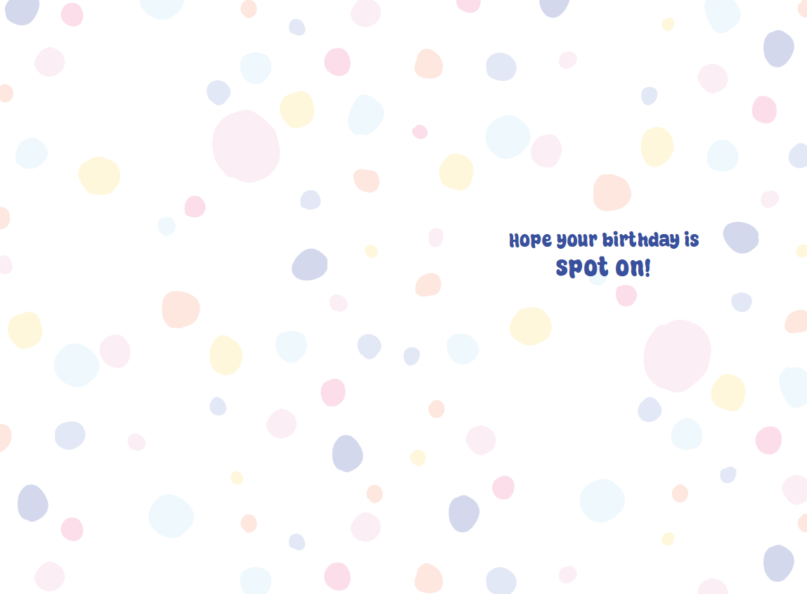 Confetti Dalmatian birthday card from Cardmore featuring a playful dalmatian with colorful confetti design on the front.