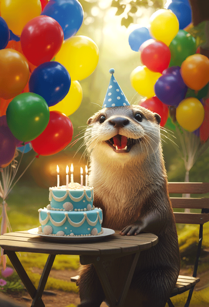 Pictura Otter Birthday Card Lenticular featuring playful otter illustration on everyday greeting card with animated design
