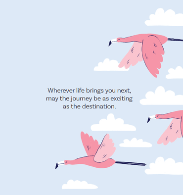 Flamingo Bon Voyage Good Luck card by Cardmore featuring a colorful flamingo illustration for everyday greeting use.