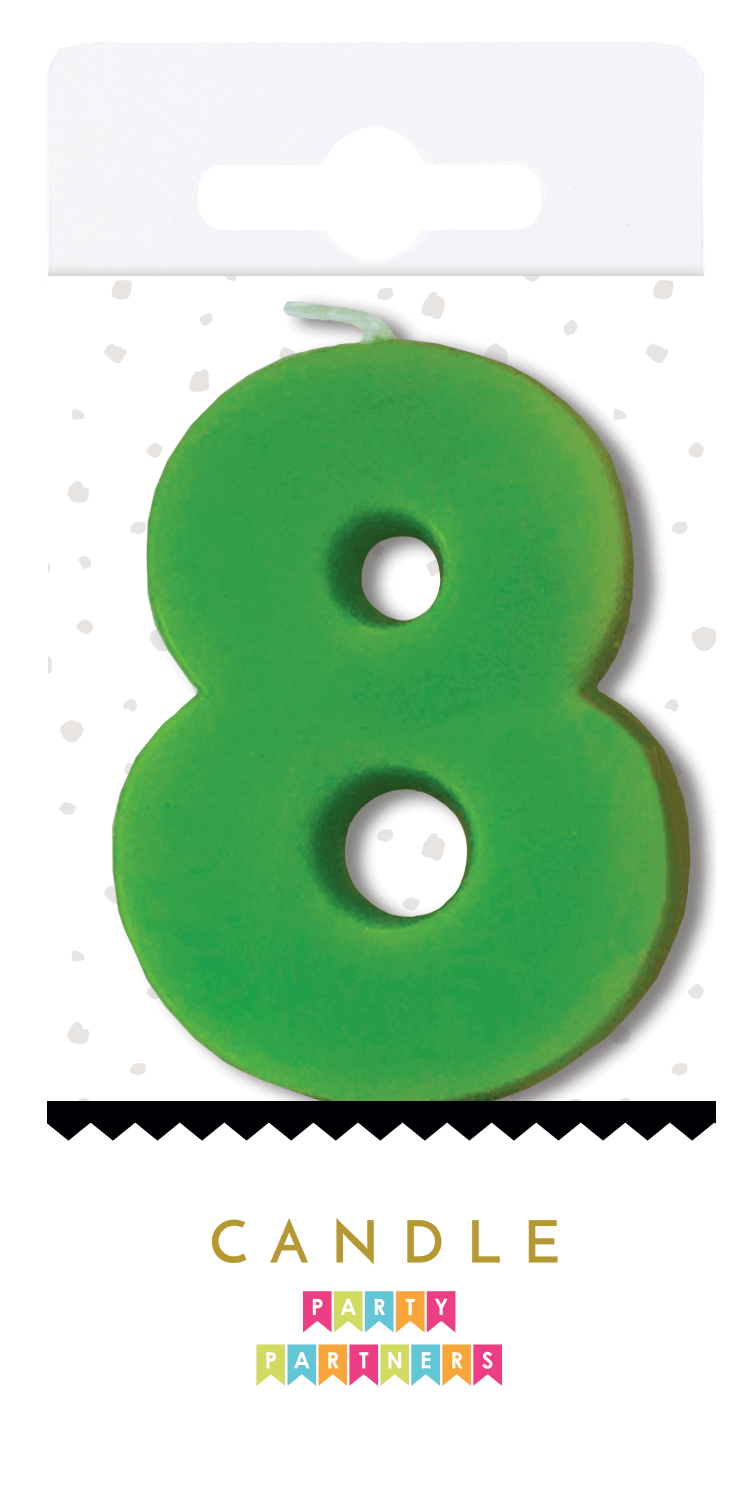 Neon number candle 0 from Party Partners, colorful LED candle for celebration decorations, with a vibrant glowing number zero.