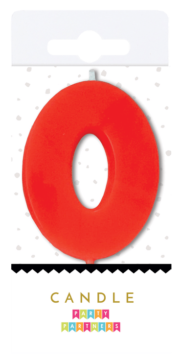 Neon Number Candle 0 by Party Partners, vibrant LED candle shaped as the number zero, ideal for birthday celebrations.
