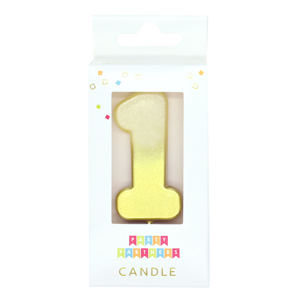 Number Candle 1 - Gold Ombre Metallic