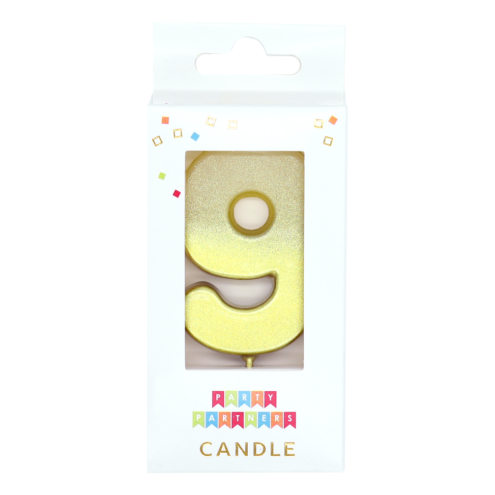 Number Candle 9 - Gold Ombre Metallic