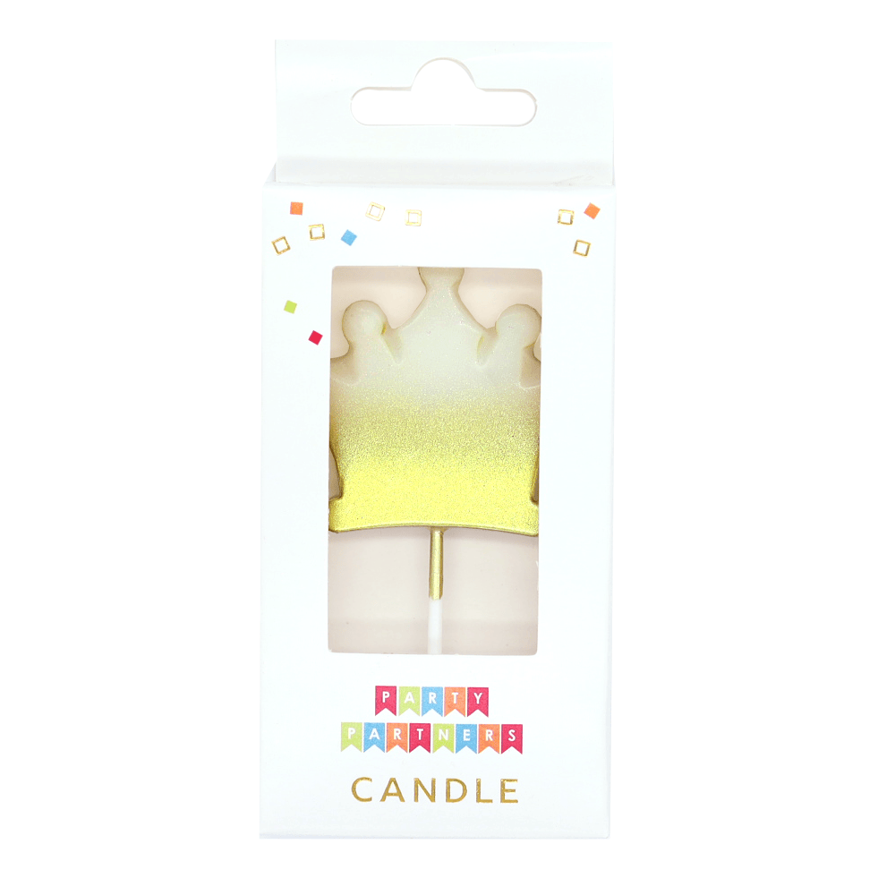 Gold ombre metallic number candle crown from Party Partners, decorative candles with a shiny, metallic finish for celebrations
