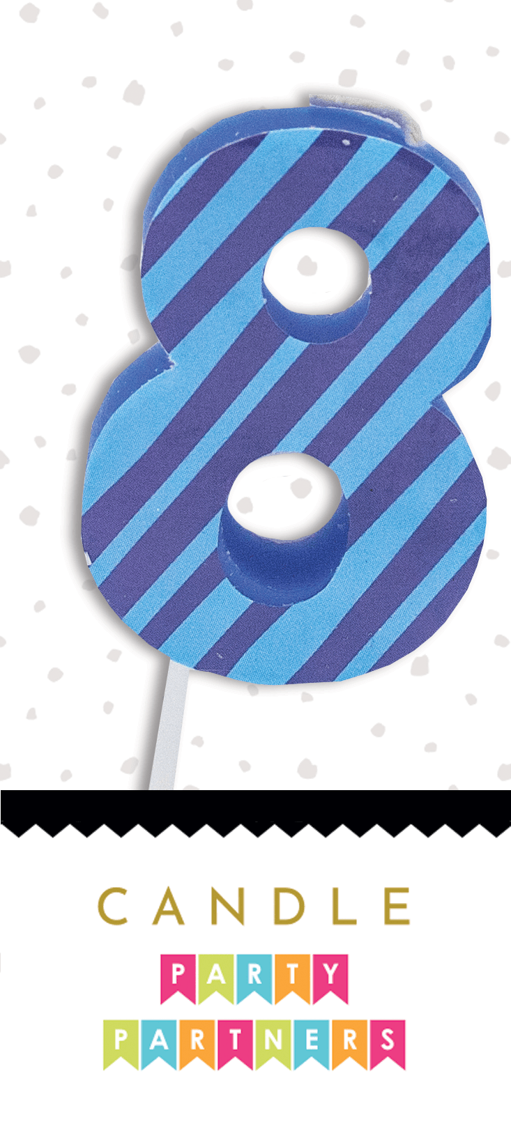 Number 3 candle decal for candles by Party Partners, featuring a bold black number decal on a white background.