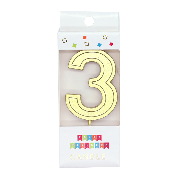 Gold Number Decal Candle 3