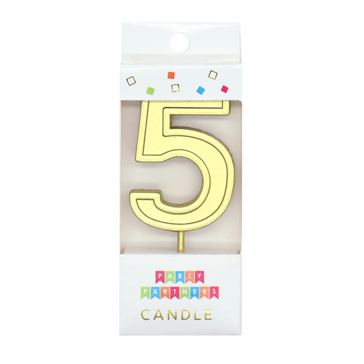 Gold Number Decal Candle 5