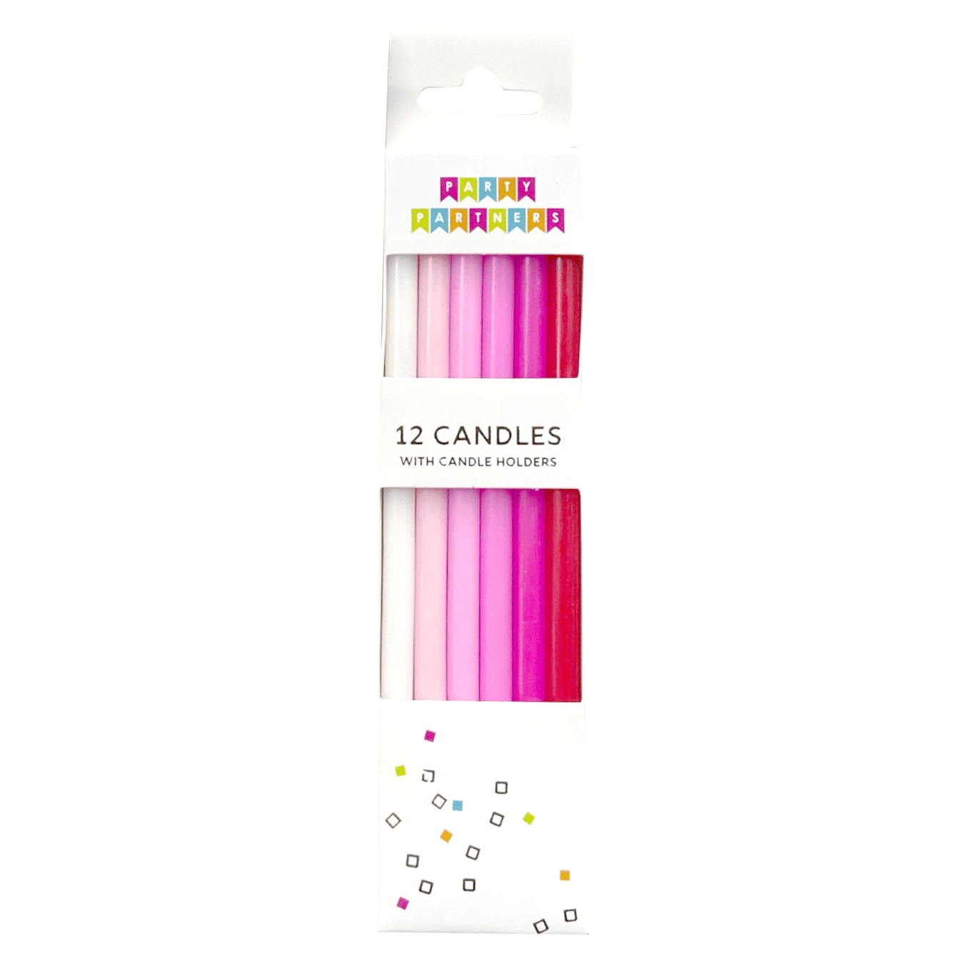 Pink gradient candle set from Party Partners featuring three elegant candles with smooth color transition.