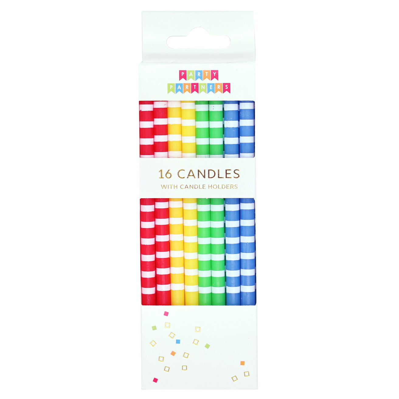 Candle Set - 16 Striped Rainbow