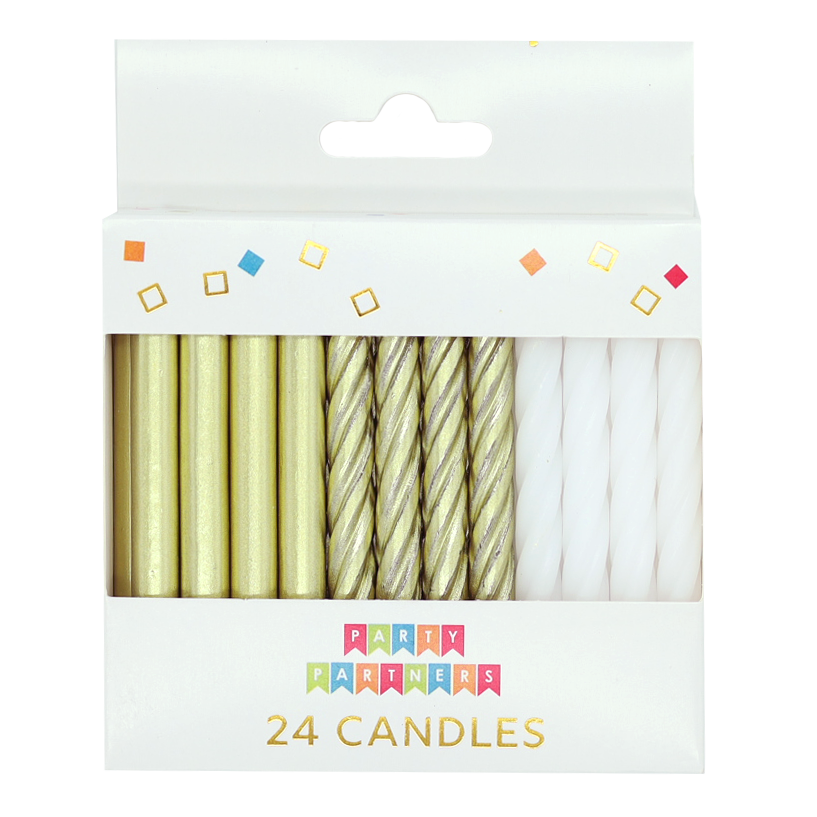 Candle Set - 24 Gold & White
