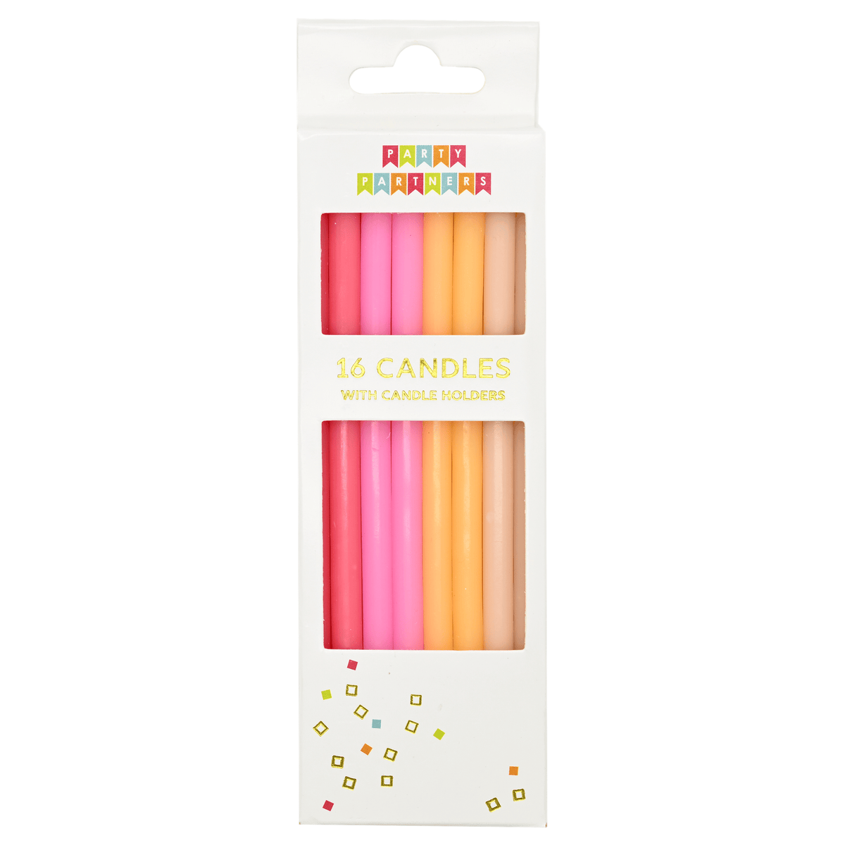 Set of tall Cotton Candy scented candles from KAM FAI CANDLES MFG CO LTD, featuring 16 colorful candles arranged together.
