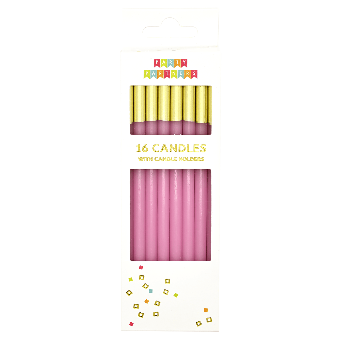 Pink dipped candle set featuring 16 candles from KAM FAI CANDLES MFG CO LTD, arranged in a decorative display.