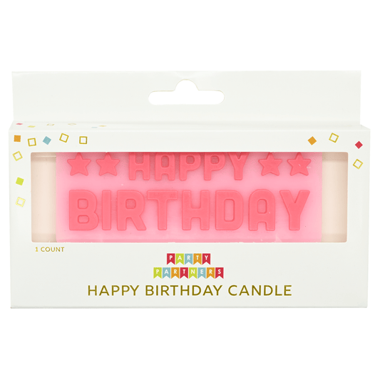 Pink birthday block candles set by Pictura featuring four colorful wax candles arranged in a festive display.