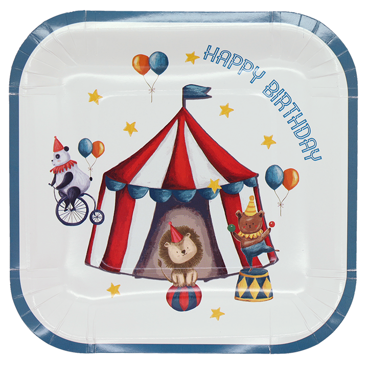 Plates - Set of 8 Circus Square Plates