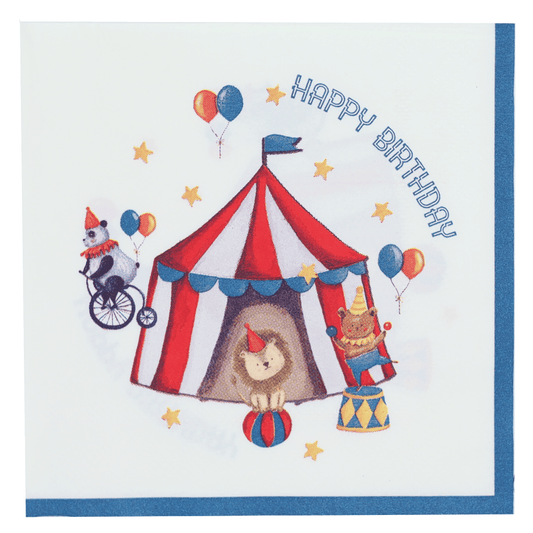 Set of 20 Circus-themed Party Partners napkins with colorful, playful designs for celebrations and events.