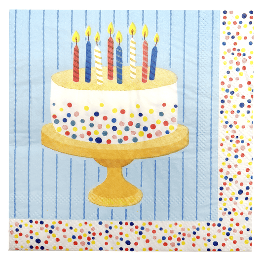 Set of Pictura Cake Dots napkins featuring colorful polka dot patterns on white paper for party or celebration use.