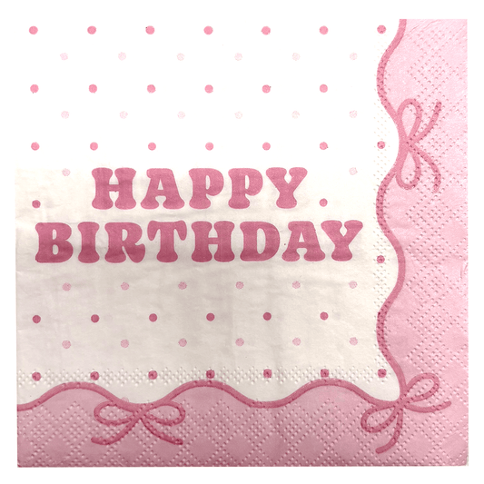 Pictura Happy Birthday Bow Napkins with colorful birthday-themed design, ideal for celebration parties.