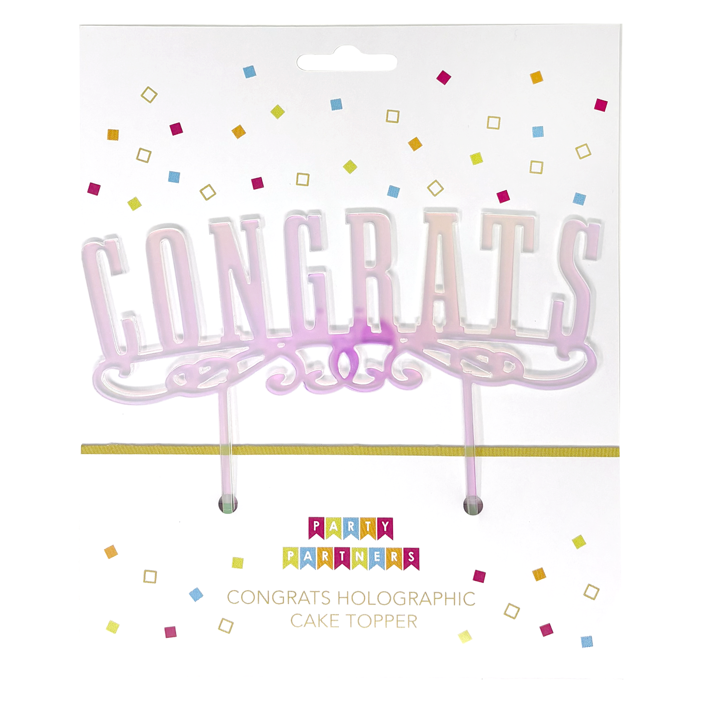 Congrats Holographic Cake Topper